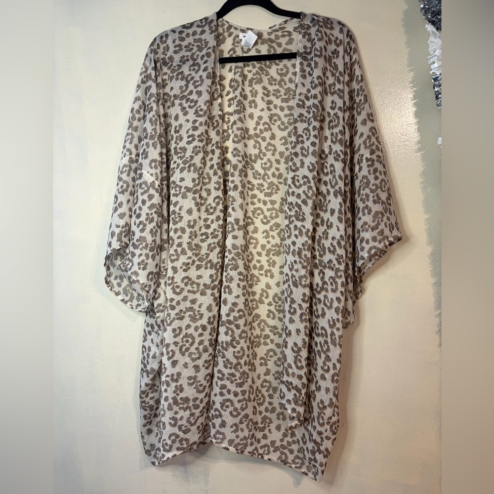Aerie one size leopard cheetah print kimono arm holes mesh sheer boho